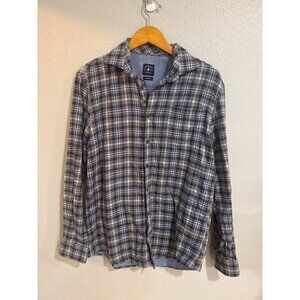 Johnnie-O Men's Blue & Gray Plaid Top Shelf Button-Up Shirt Med Casual
